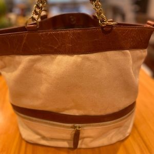 J Crew Canvas and Leather Bag